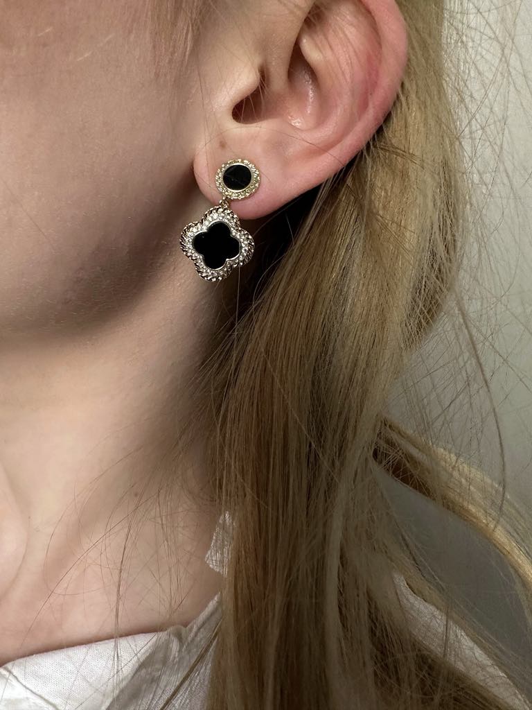 Klipsy czarne kwiatki K40