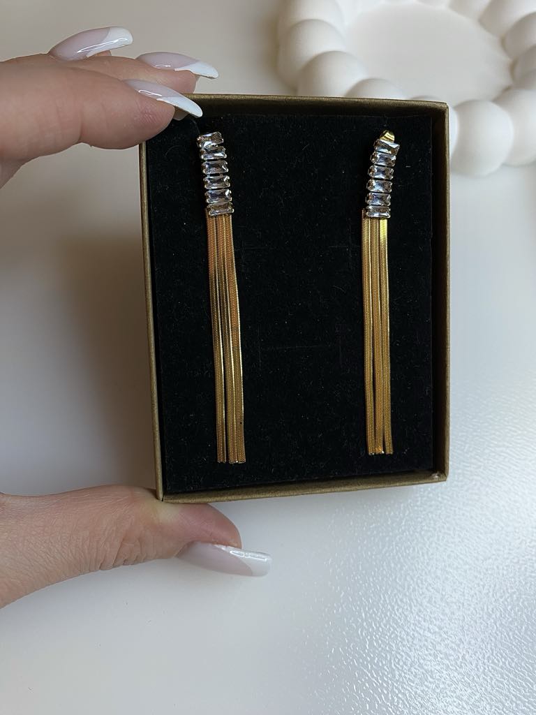 Kolczyki wiszące żmijki i cyrkonia K61