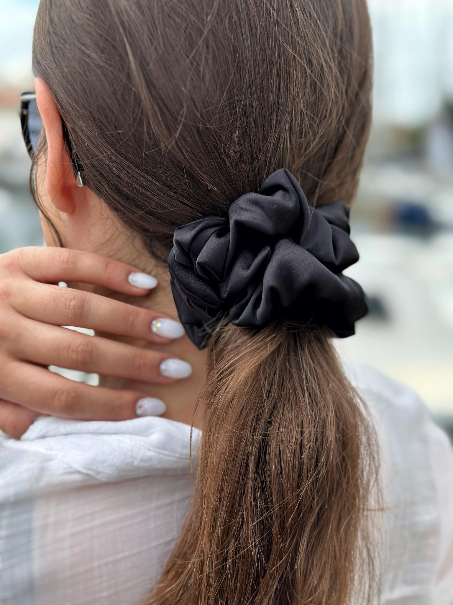 Scrunchie satyna czarna